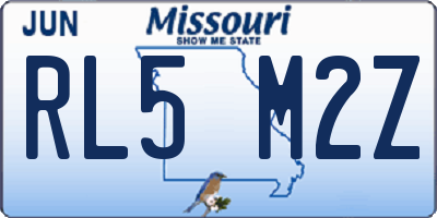 MO license plate RL5M2Z