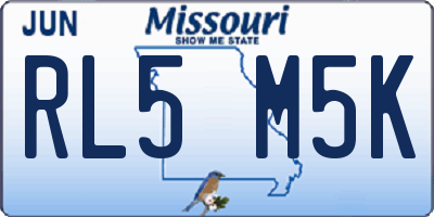 MO license plate RL5M5K