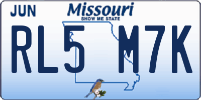 MO license plate RL5M7K