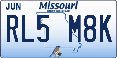MO license plate RL5M8K