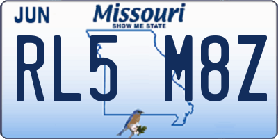 MO license plate RL5M8Z