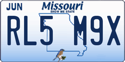 MO license plate RL5M9X