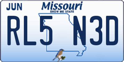 MO license plate RL5N3D