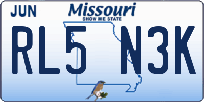MO license plate RL5N3K