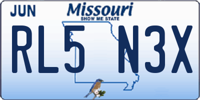 MO license plate RL5N3X
