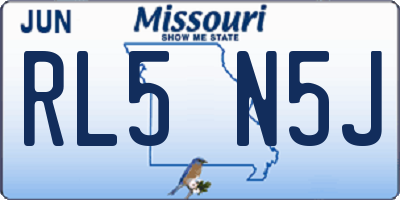 MO license plate RL5N5J