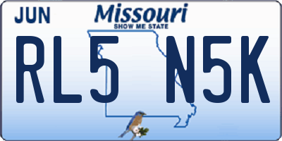 MO license plate RL5N5K