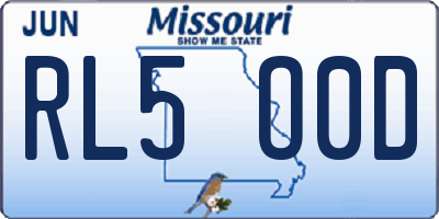 MO license plate RL5O0D