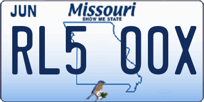 MO license plate RL5O0X