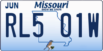 MO license plate RL5O1W
