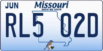 MO license plate RL5O2D