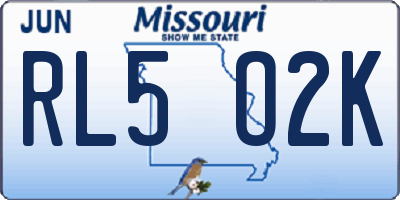 MO license plate RL5O2K