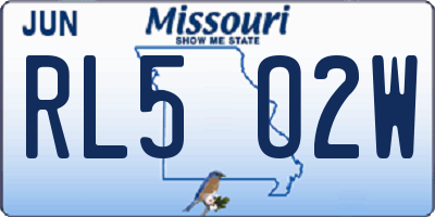 MO license plate RL5O2W