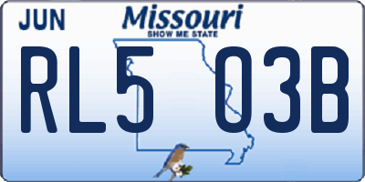 MO license plate RL5O3B