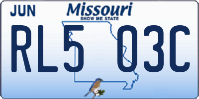 MO license plate RL5O3C