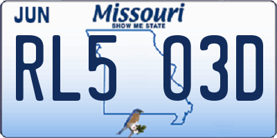 MO license plate RL5O3D