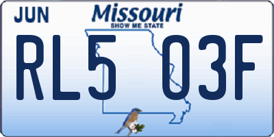 MO license plate RL5O3F