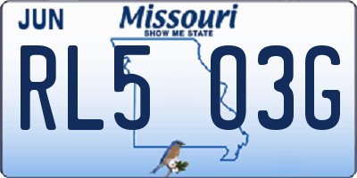 MO license plate RL5O3G
