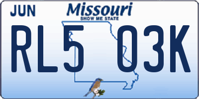 MO license plate RL5O3K
