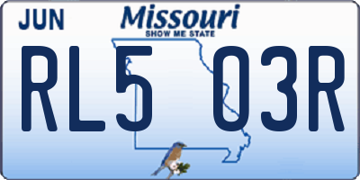 MO license plate RL5O3R