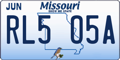 MO license plate RL5O5A
