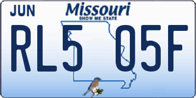 MO license plate RL5O5F