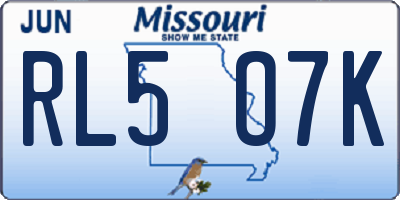 MO license plate RL5O7K