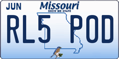MO license plate RL5P0D
