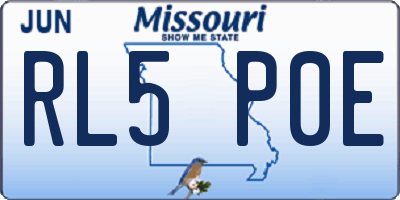 MO license plate RL5P0E