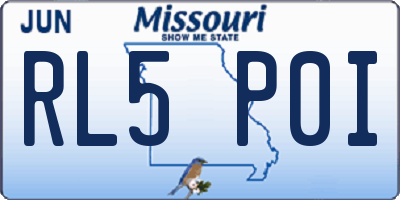MO license plate RL5P0I