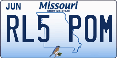 MO license plate RL5P0M