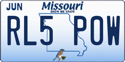 MO license plate RL5P0W
