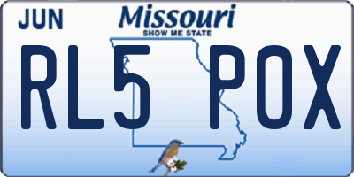MO license plate RL5P0X