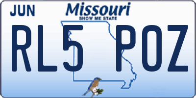 MO license plate RL5P0Z