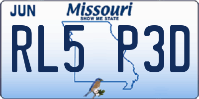 MO license plate RL5P3D
