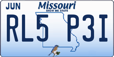 MO license plate RL5P3I