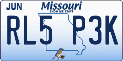 MO license plate RL5P3K