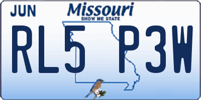 MO license plate RL5P3W