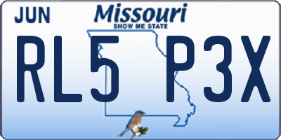 MO license plate RL5P3X