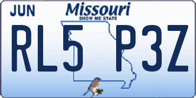 MO license plate RL5P3Z