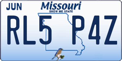 MO license plate RL5P4Z