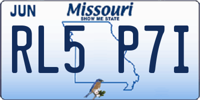MO license plate RL5P7I