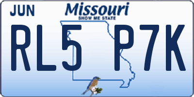 MO license plate RL5P7K