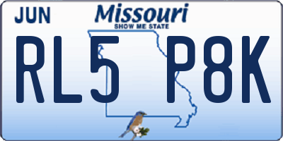 MO license plate RL5P8K