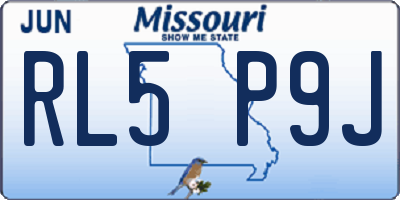 MO license plate RL5P9J