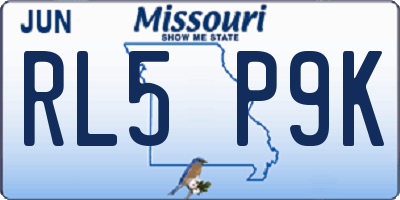 MO license plate RL5P9K