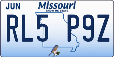 MO license plate RL5P9Z