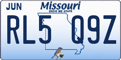 MO license plate RL5Q9Z