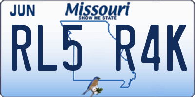 MO license plate RL5R4K