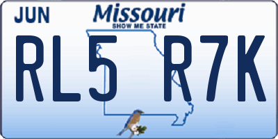 MO license plate RL5R7K